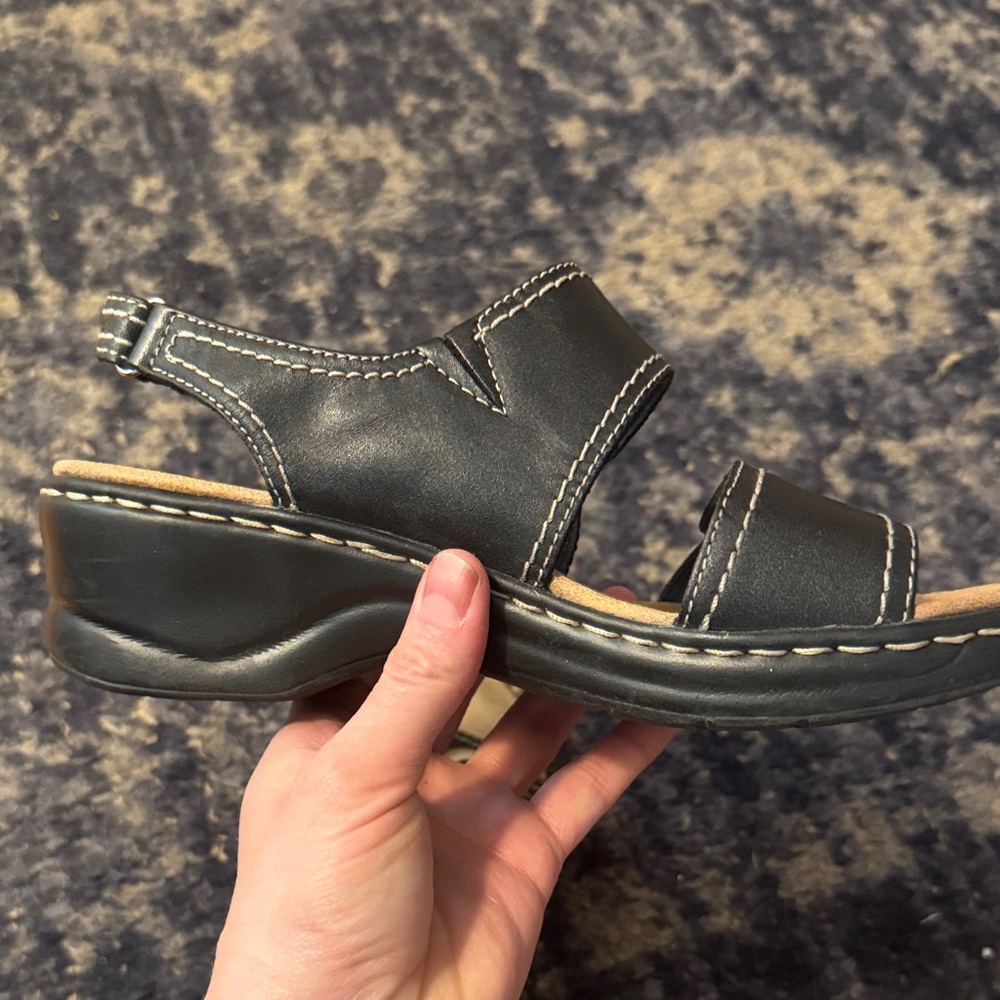 Clarks Black Sandals with Buckle Detail - Picture 5 of 7